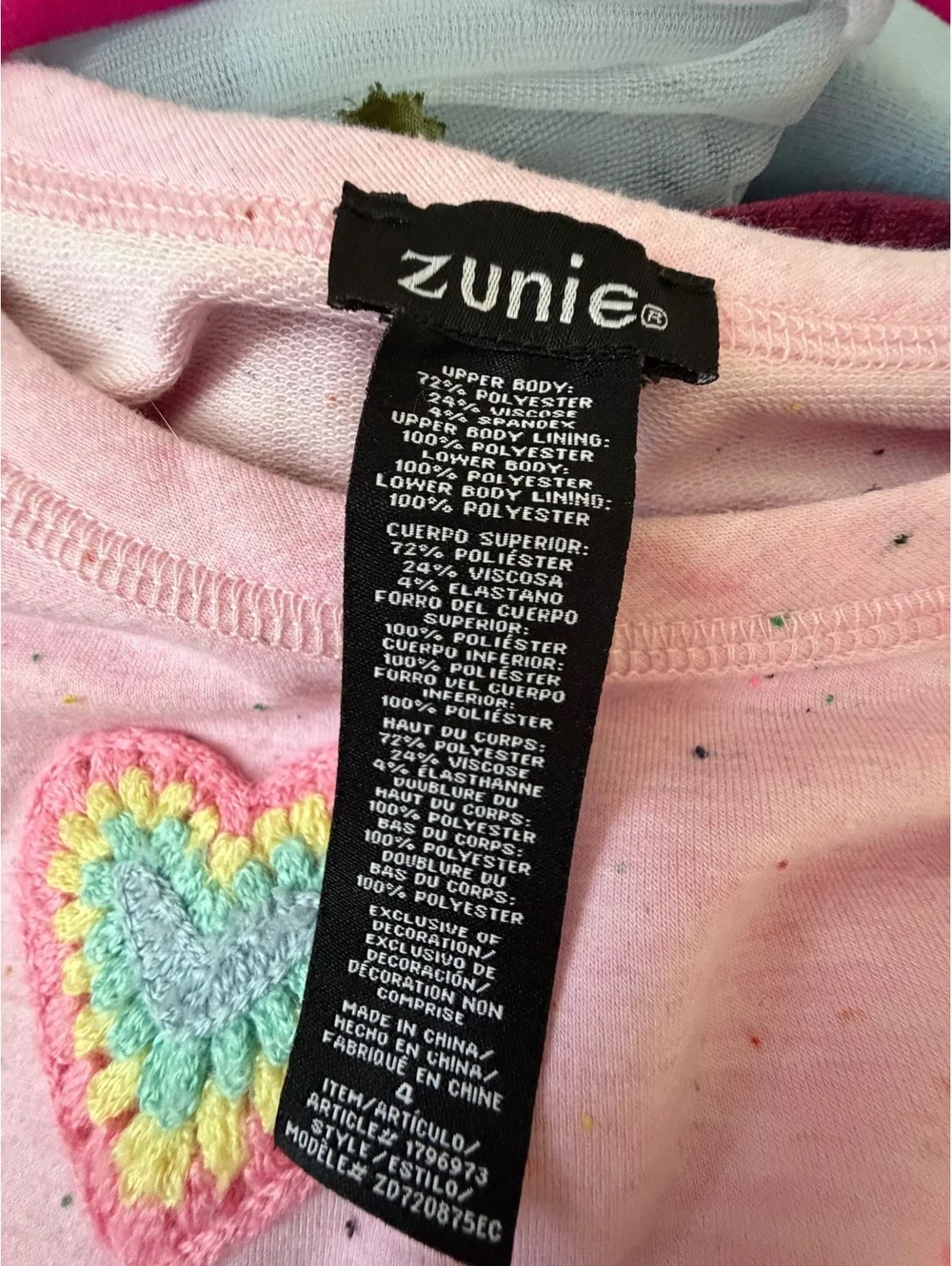Zunie Girls Pink Rainbow Heart Dress with Tulle Skirt